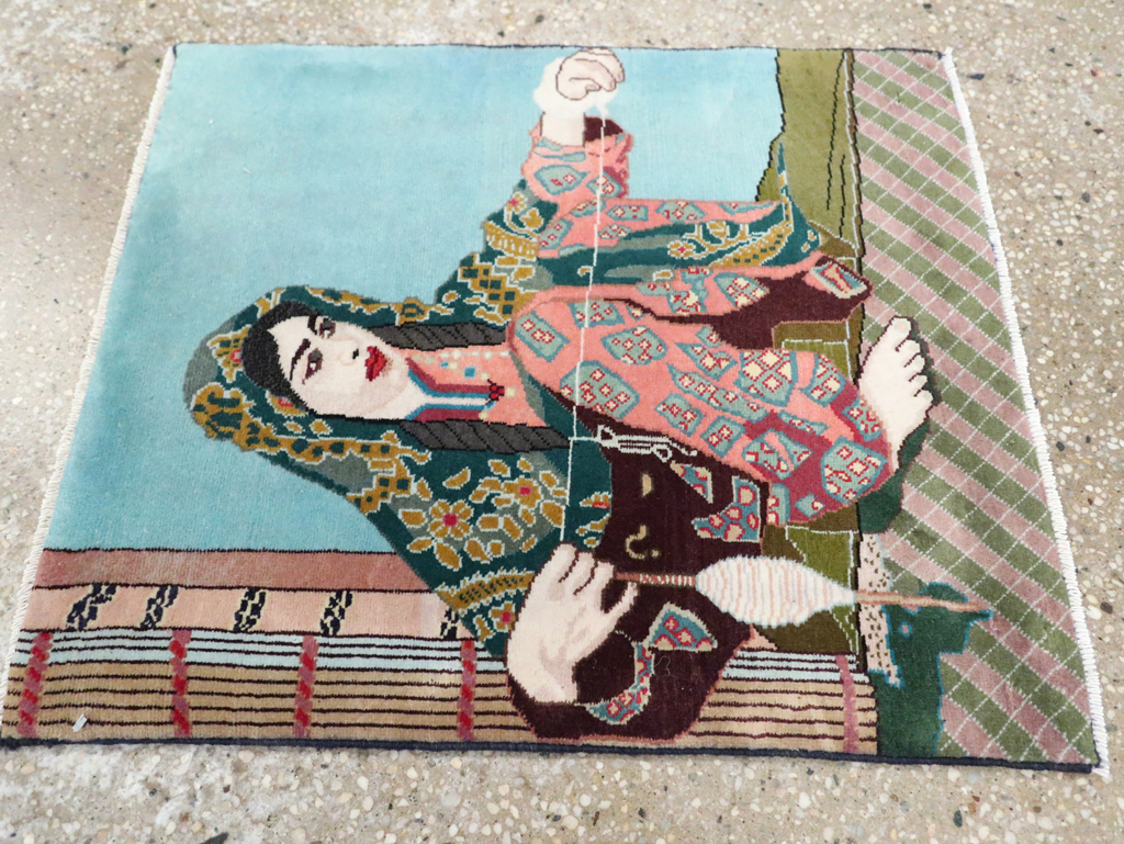 Vintage Persian Tabriz Pictorial Rug, No.28104 - Galerie Shabab