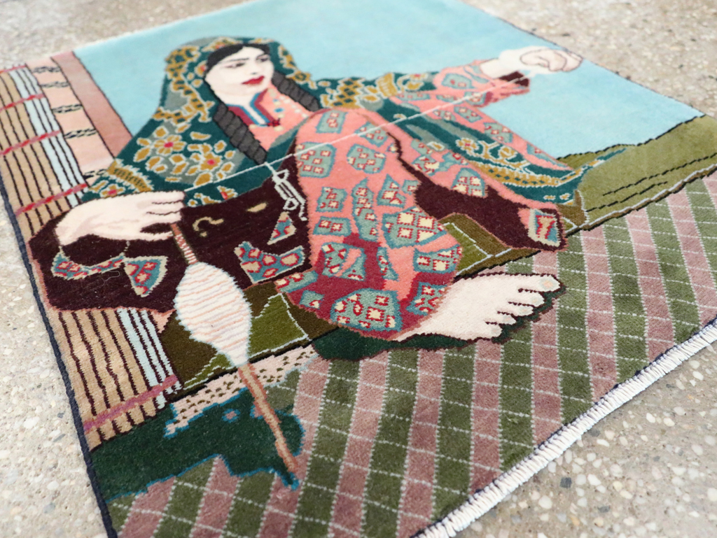 Vintage Persian Tabriz Pictorial Rug, No.28104 - Galerie Shabab