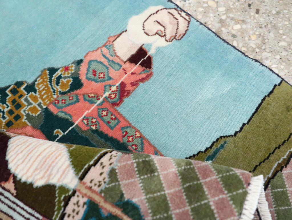 Vintage Persian Tabriz Pictorial Rug, No.28104 - Galerie Shabab