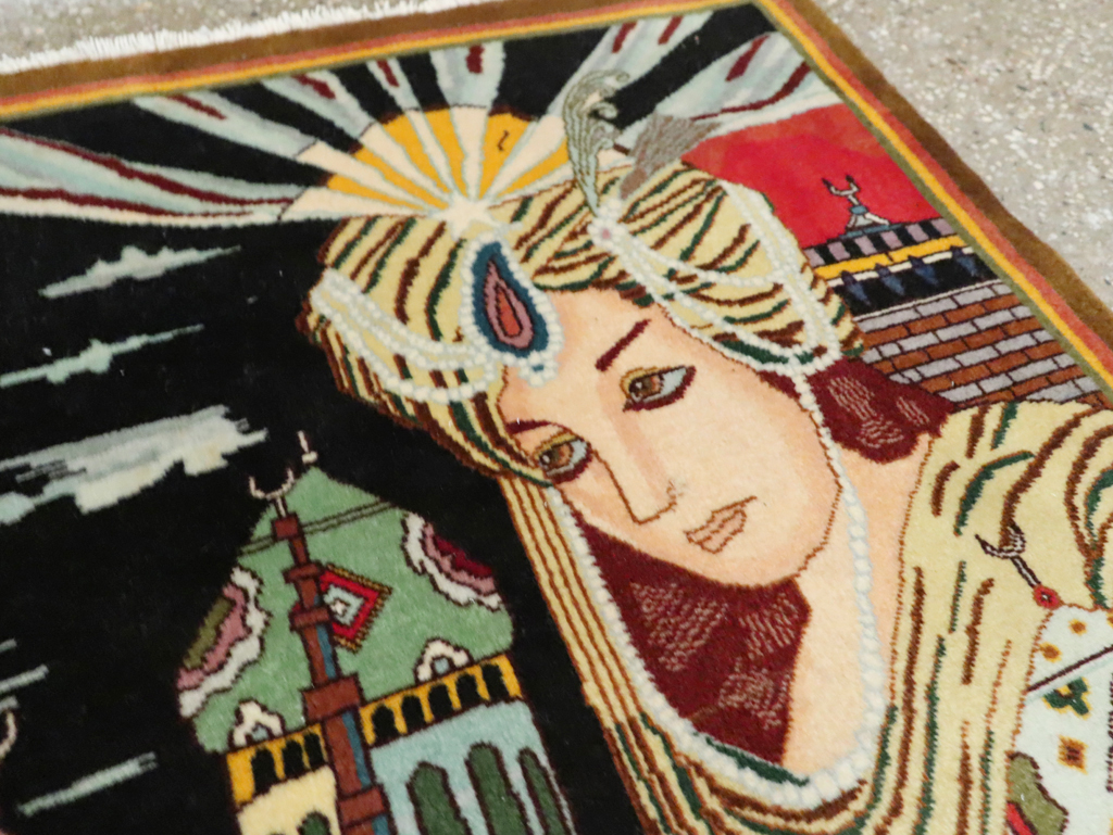 Vintage Persian Tabriz Pictorial Rug, No.28105 - Galerie Shabab