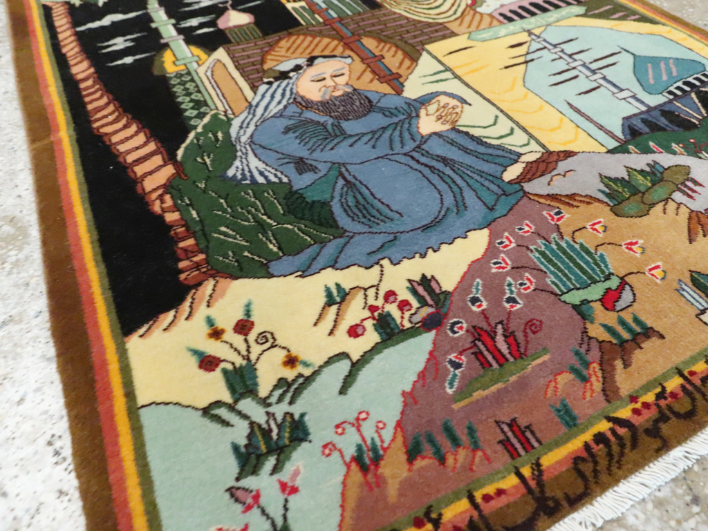 Vintage Persian Tabriz Pictorial Rug, No.28105 - Galerie Shabab