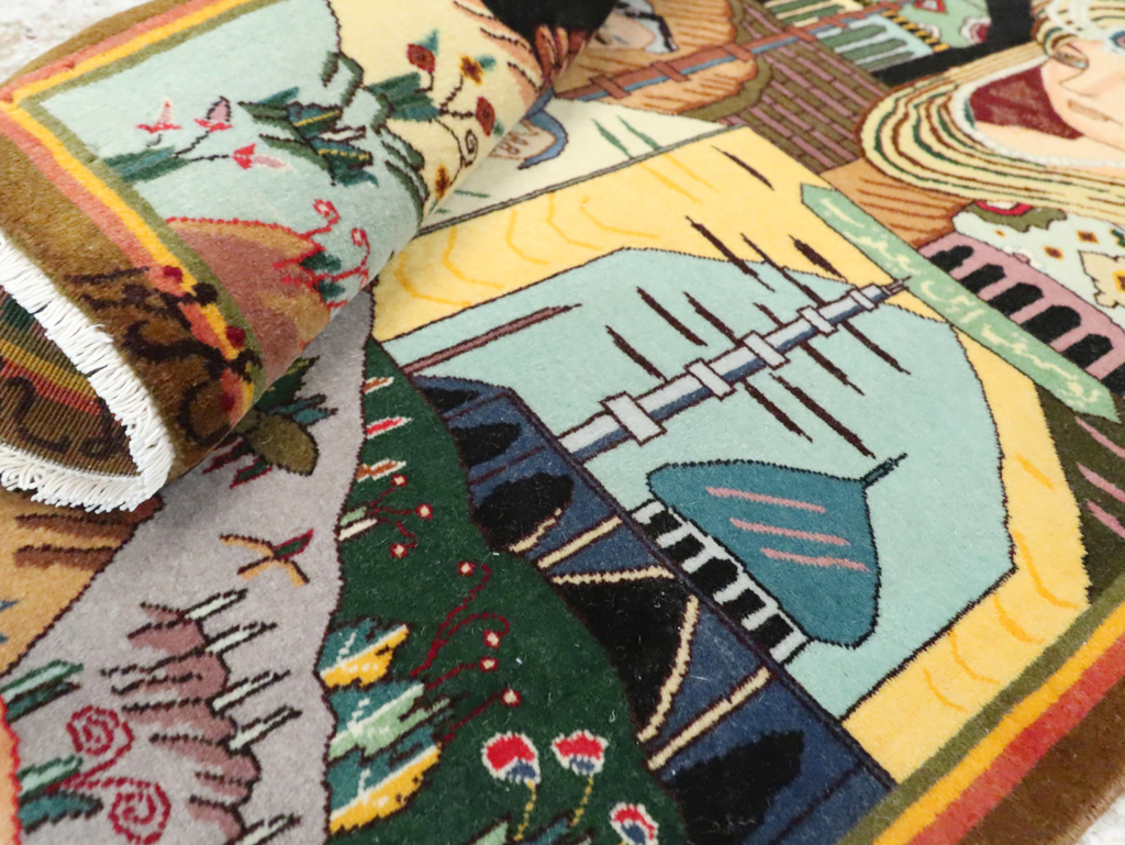 Vintage Persian Tabriz Pictorial Rug, No.28105 - Galerie Shabab