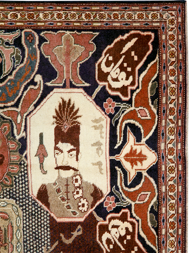 Vintage Persian Tabriz Pictorial Rug, No.28106 - Galerie Shabab