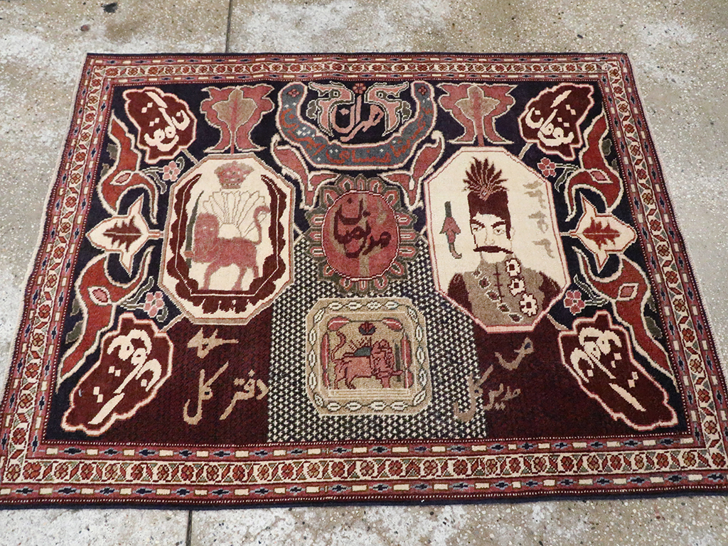 Vintage Persian Tabriz Pictorial Rug, No.28106 - Galerie Shabab