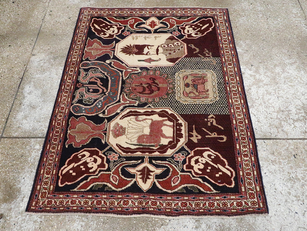 Vintage Persian Tabriz Pictorial Rug, No.28106 - Galerie Shabab