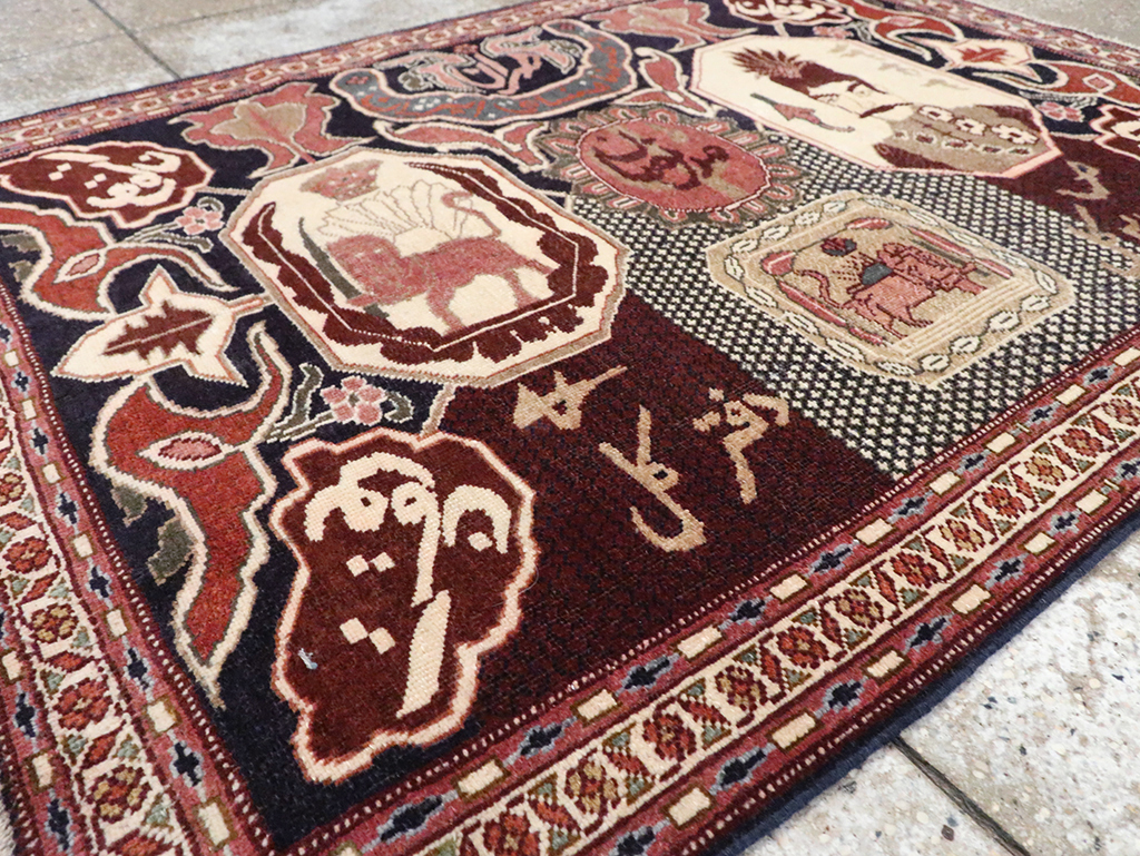 Vintage Persian Tabriz Pictorial Rug, No.28106 - Galerie Shabab