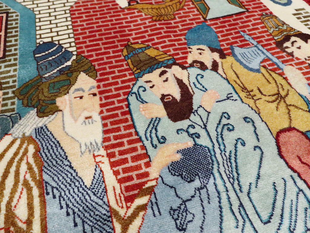 Vintage Persian Tabriz Pictorial Rug, No.28107 - Galerie Shabab