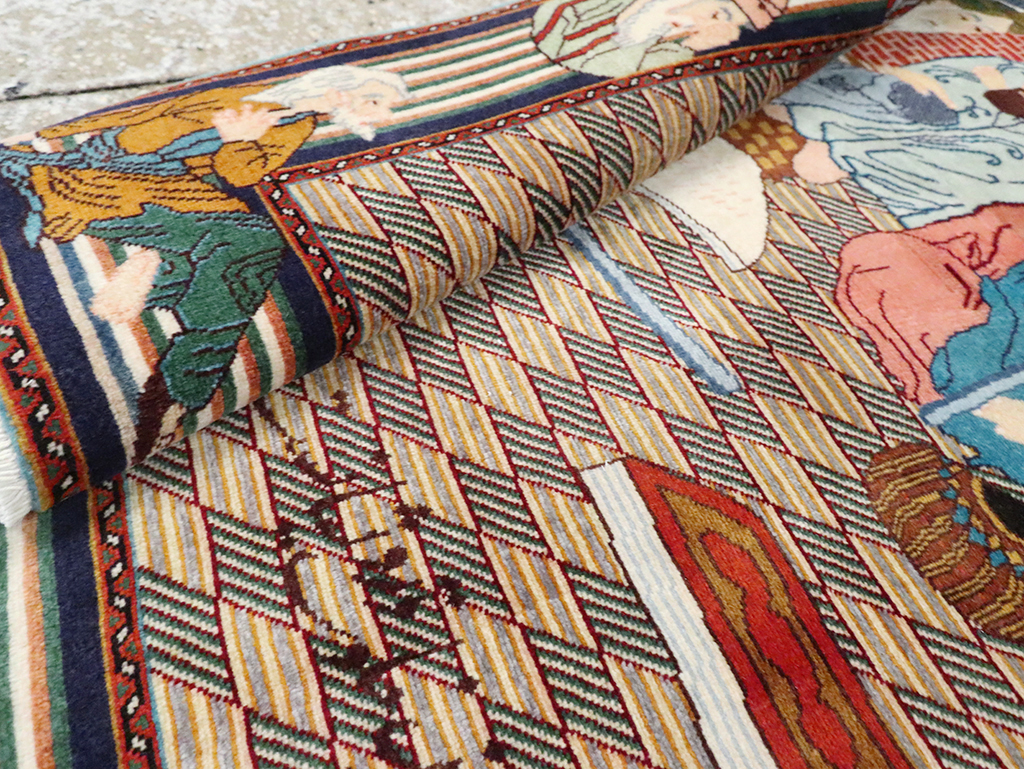 Vintage Persian Tabriz Pictorial Rug, No.28107 - Galerie Shabab