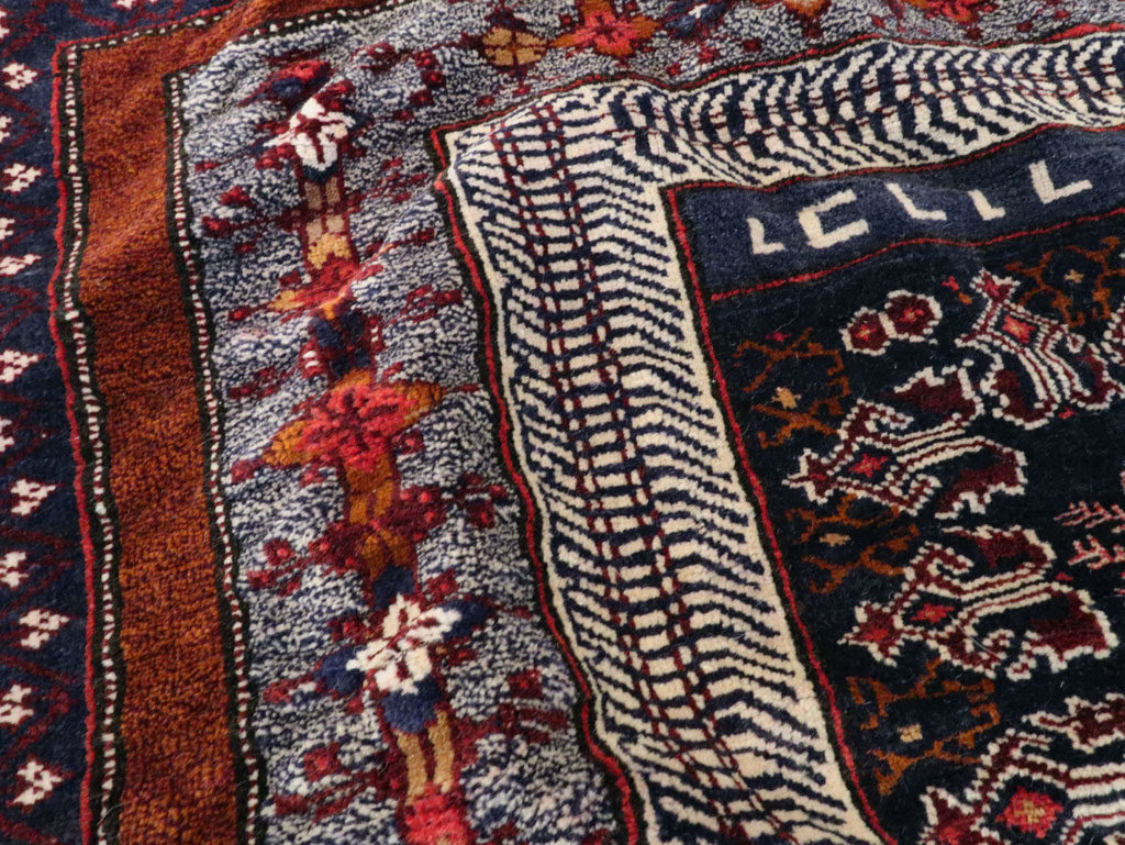 Vintage Persian Baluch Pictorial Square Rug, No.28120 - Galerie Shabab