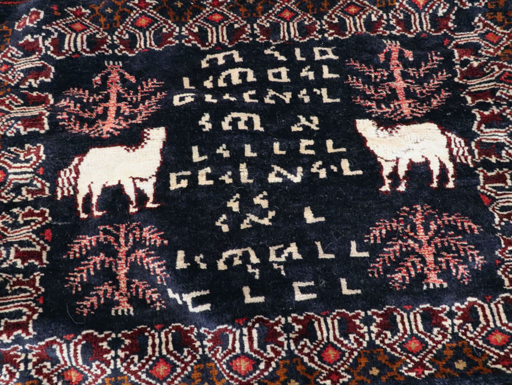 Vintage Persian Baluch Pictorial Square Rug, No.28120 - Galerie Shabab