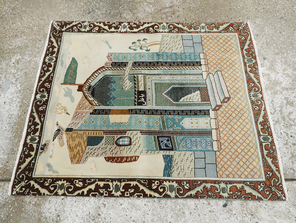 Vintage Persian Pictorial Tabriz Rug, No.28135 - Galerie Shabab