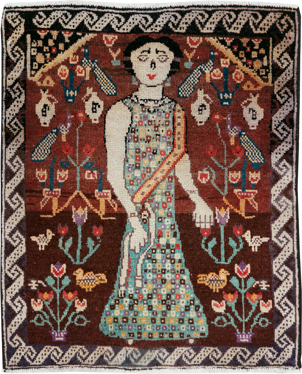 Vintage Persian Hamadan Pictorial Rug, No.28161 - Galerie Shabab