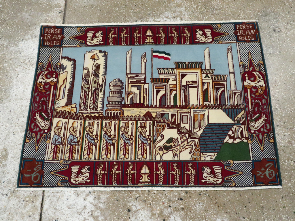 Vintage Persian Tabriz Pictorial Rug (Pair: 1 of 2), No.28163 - Galerie Shabab