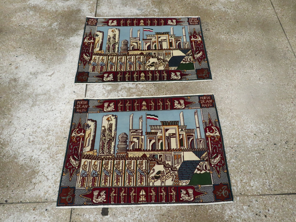 Vintage Persian Tabriz Pictorial Rug (Pair: 1 of 2), No.28163 - Galerie Shabab