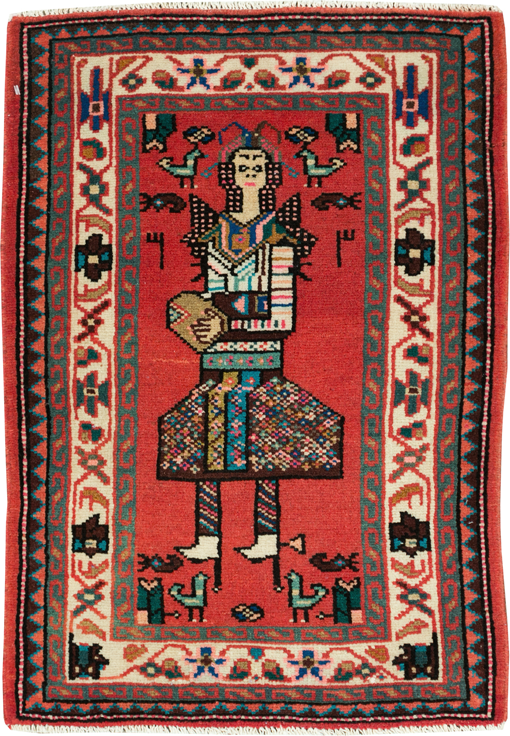 Vintage Persian Mahal Pictorial Rug (Pair: 1 of 2), No.28165 - Galerie Shabab