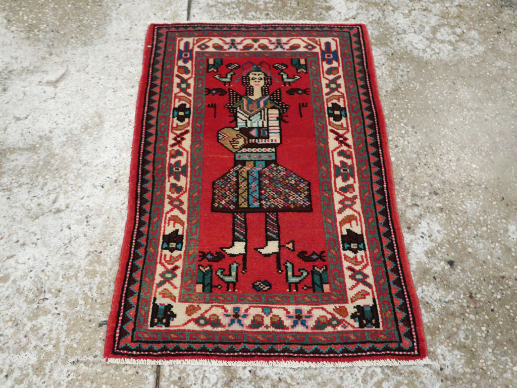 Vintage Persian Mahal Pictorial Rug (Pair: 1 of 2), No.28165 - Galerie Shabab