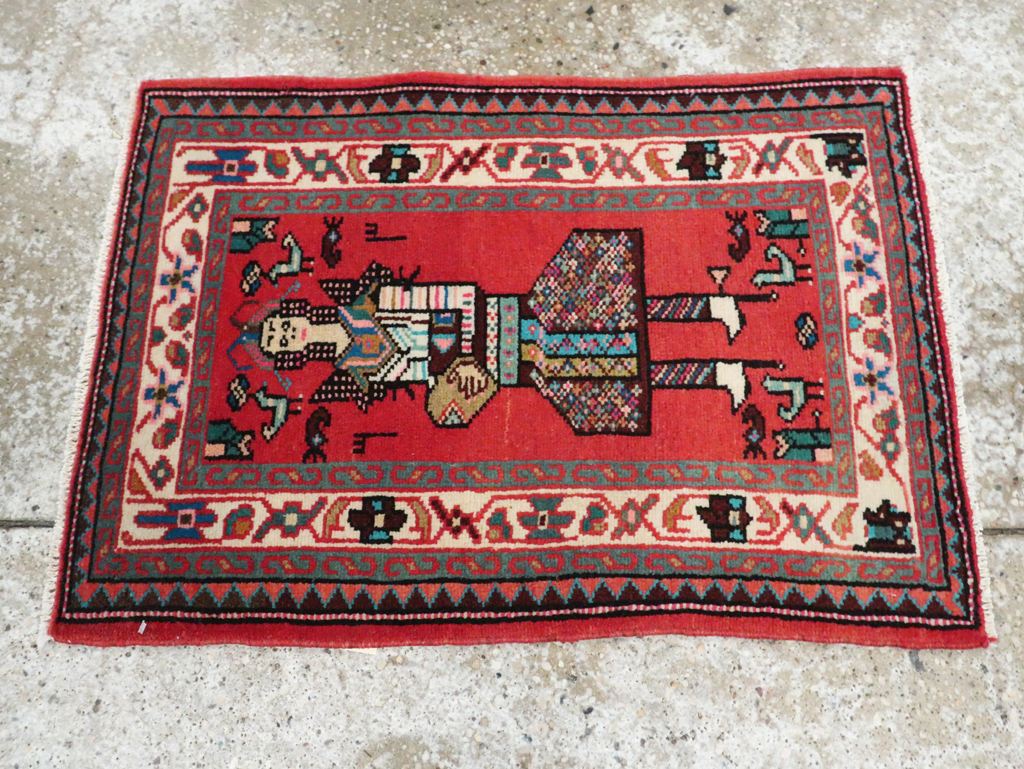 Vintage Persian Mahal Pictorial Rug (Pair: 1 of 2), No.28165 - Galerie Shabab