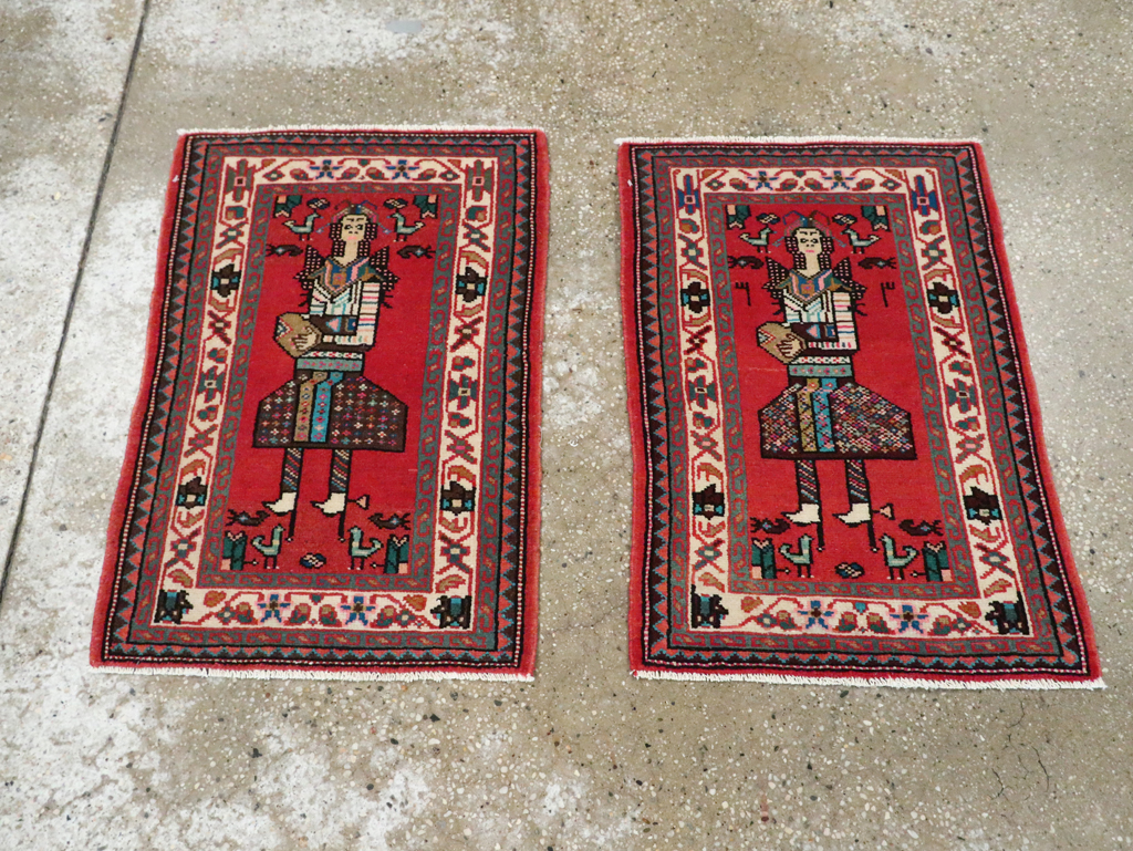 Vintage Persian Mahal Pictorial Rug (Pair: 1 of 2), No.28165 - Galerie Shabab