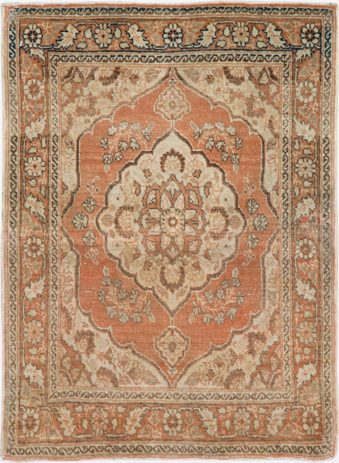 Vintage Persian Tabriz Throw Rug, No.28172 - Galerie Shabab
