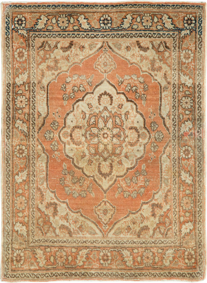 Vintage Persian Tabriz Throw Rug, No.28172 - Galerie Shabab