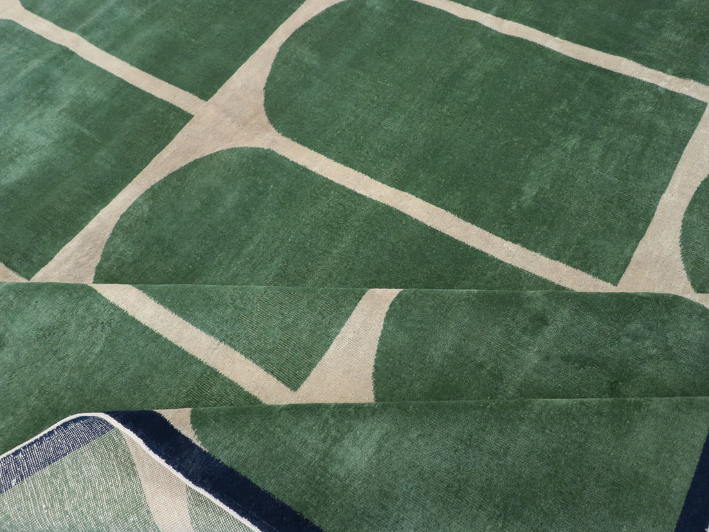 Vintage Turkish Anatolian Art Deco Style Square Room Size Carpet, No.28193 - Galerie Shabab