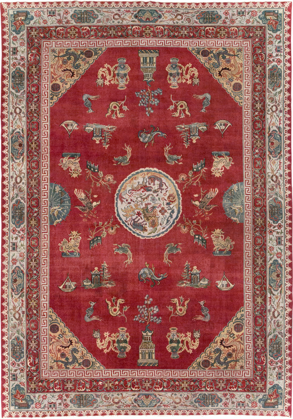 Chinese Inspired Vintage Turkish Room Size Carpet, No.28194 - Galerie Shabab