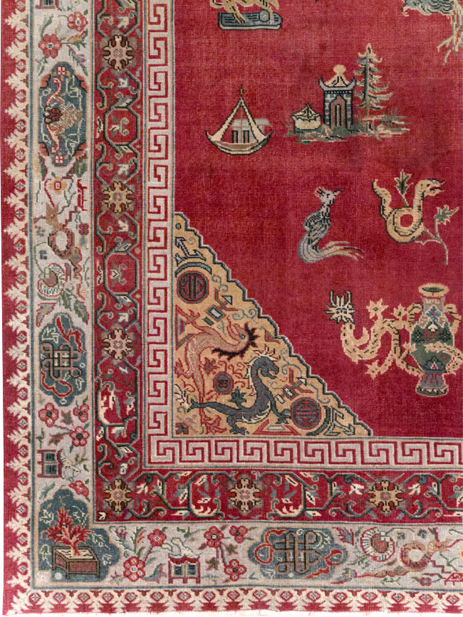 Chinese Inspired Vintage Turkish Room Size Carpet, No.28194 - Galerie Shabab