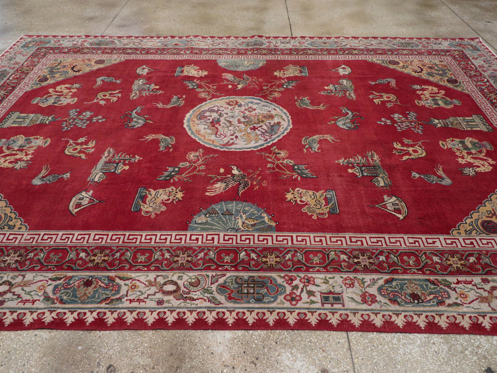 Chinese Inspired Vintage Turkish Room Size Carpet, No.28194 - Galerie Shabab