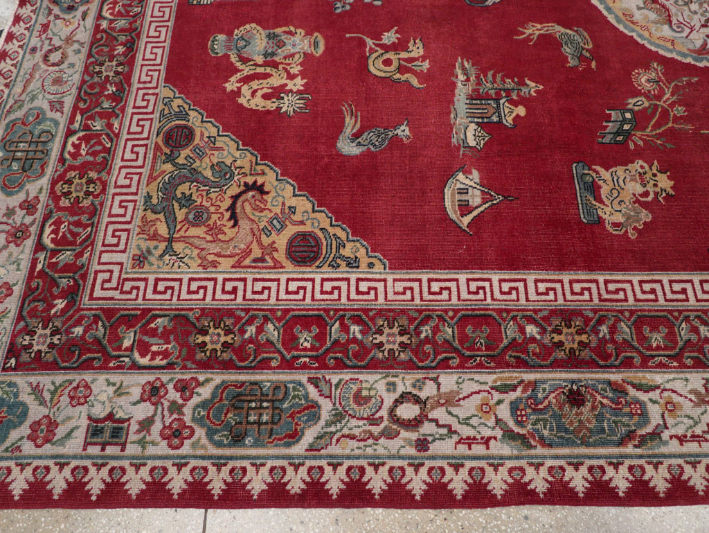 Chinese Inspired Vintage Turkish Room Size Carpet, No.28194 - Galerie Shabab