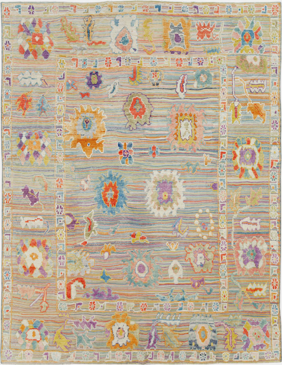 Contemporary Turkish Souf Oushak Room Size Carpet, No.28217 - Galerie Shabab