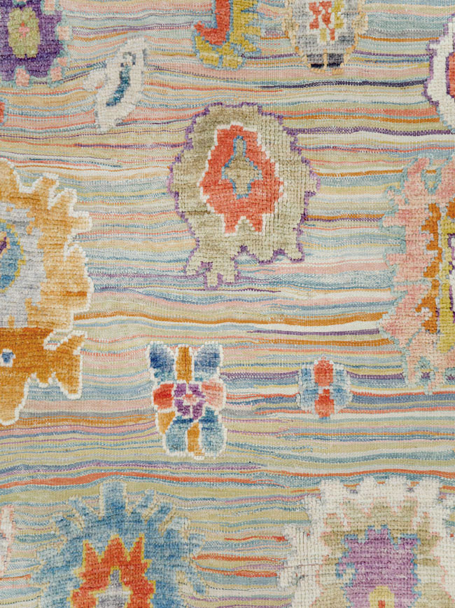 Contemporary Turkish Souf Oushak Room Size Carpet, No.28217 - Galerie Shabab