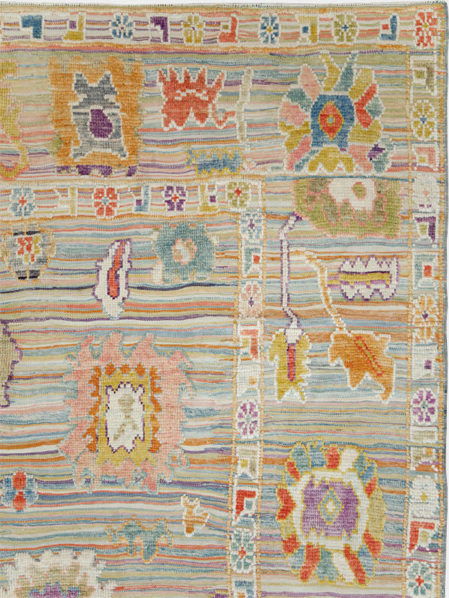 Contemporary Turkish Souf Oushak Room Size Carpet, No.28217 - Galerie Shabab