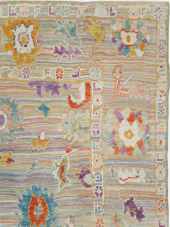 Contemporary Turkish Souf Oushak Room Size Carpet, No.28217 - Galerie Shabab