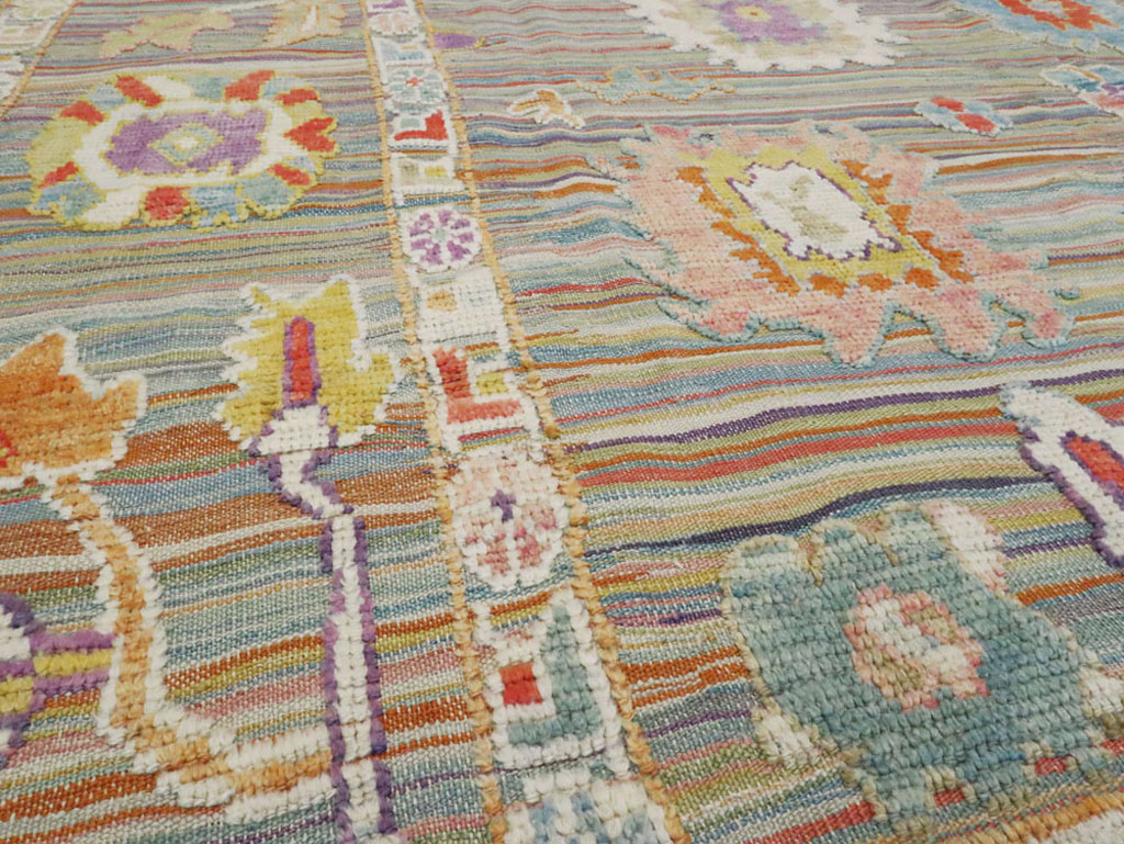 Contemporary Turkish Souf Oushak Room Size Carpet, No.28217 - Galerie Shabab