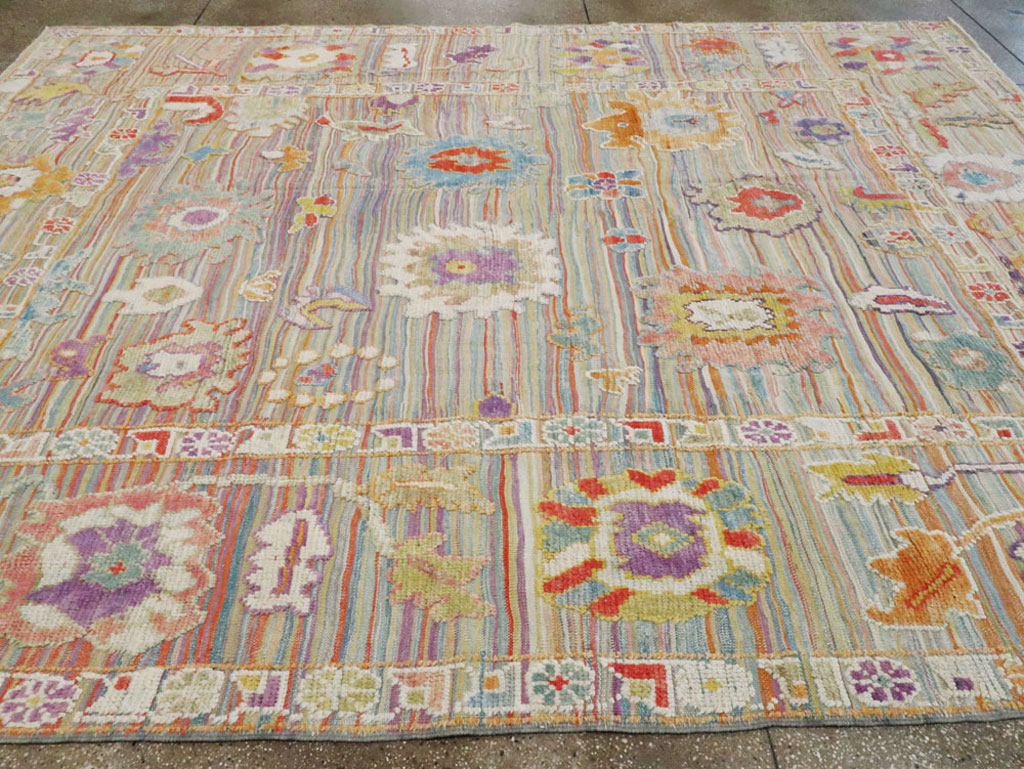 Contemporary Turkish Souf Oushak Room Size Carpet, No.28217 - Galerie Shabab