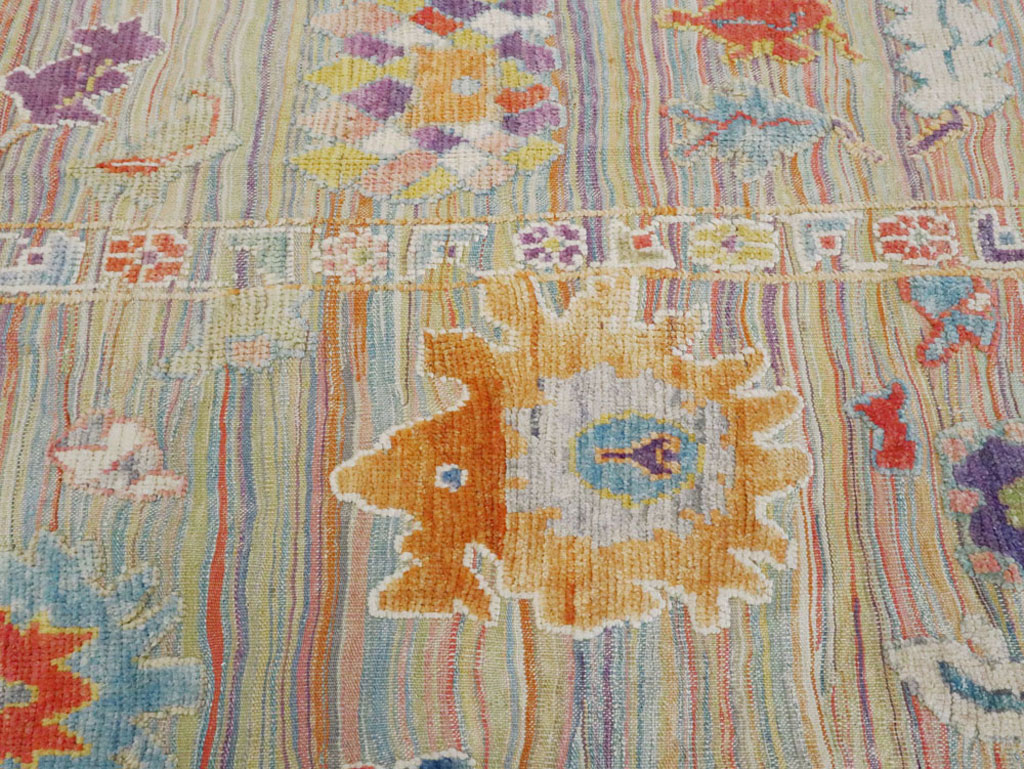 Contemporary Turkish Souf Oushak Room Size Carpet, No.28217 - Galerie Shabab