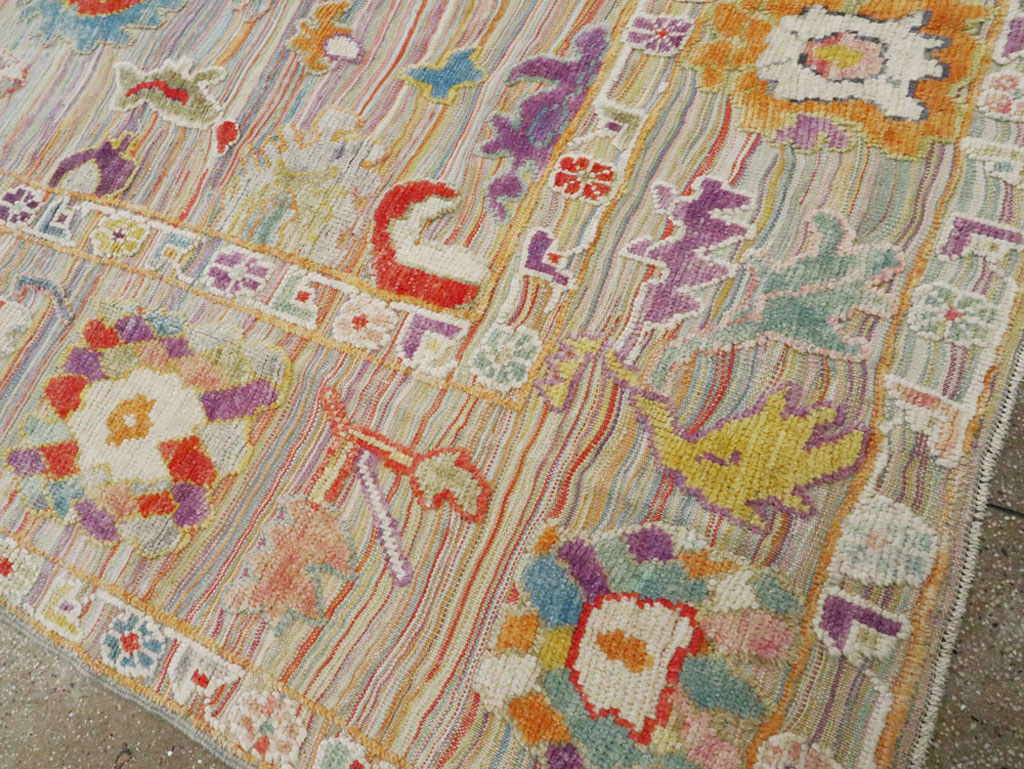 Contemporary Turkish Souf Oushak Room Size Carpet, No.28217 - Galerie Shabab