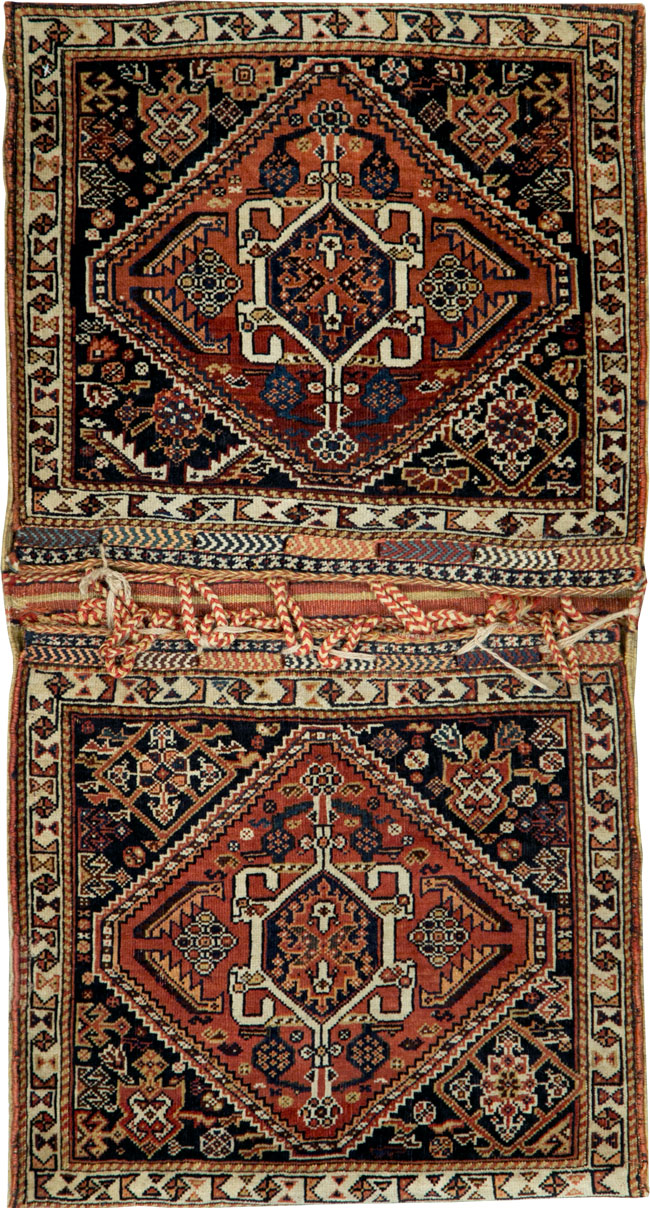 Antique Persian Qashqai Saddlebag (Khorjin), No.28219 - Galerie Shabab