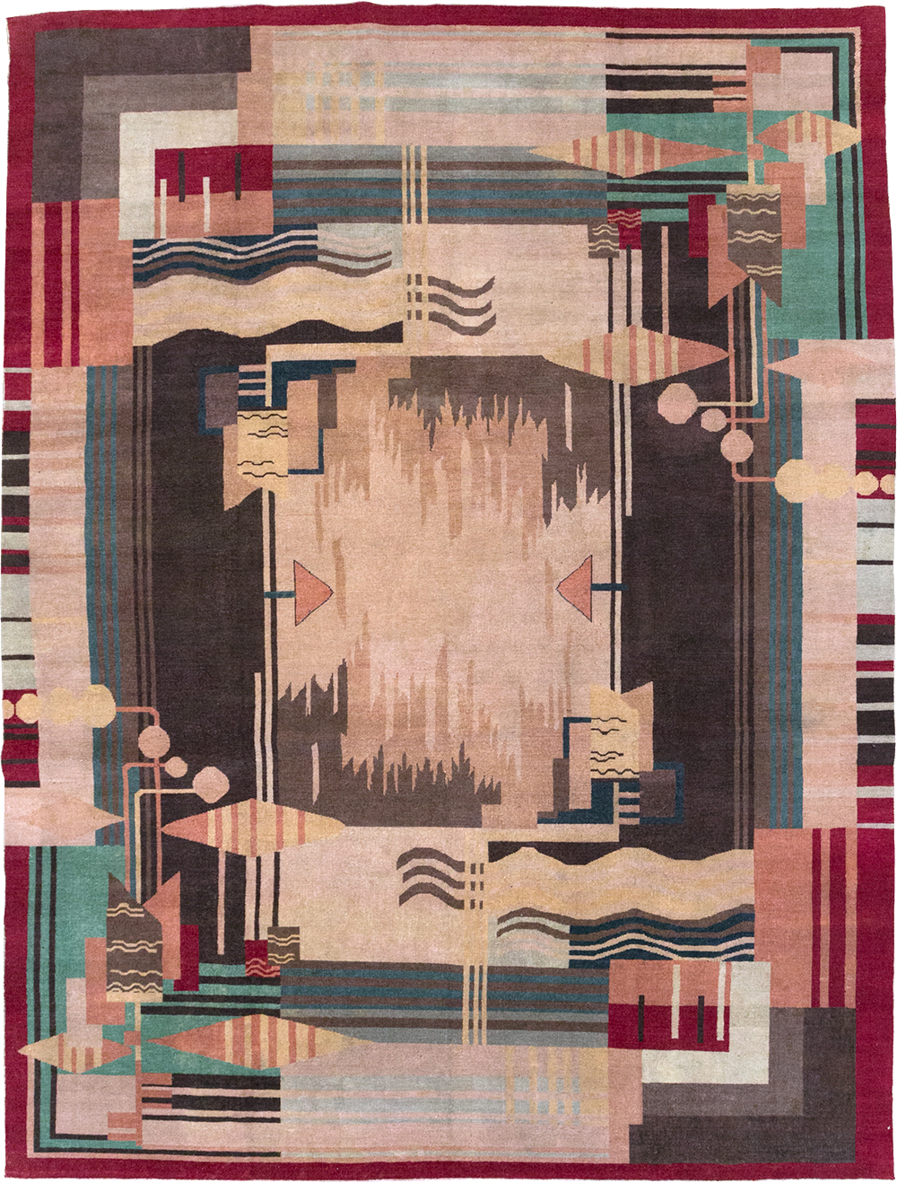 Vintage Indian Art Deco Room Size Carpet, No.28222 - Galerie Shabab