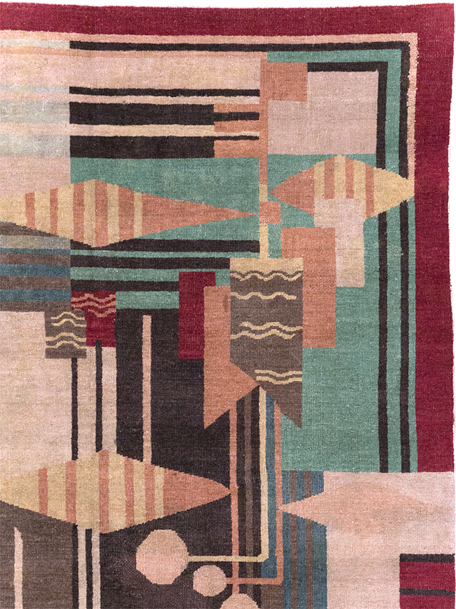 Vintage Indian Art Deco Room Size Carpet, No.28222 - Galerie Shabab