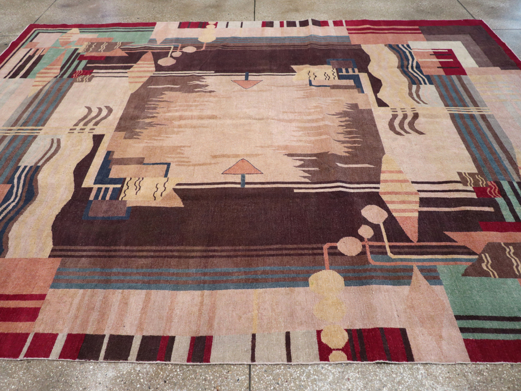 Vintage Indian Art Deco Room Size Carpet, No.28222 - Galerie Shabab