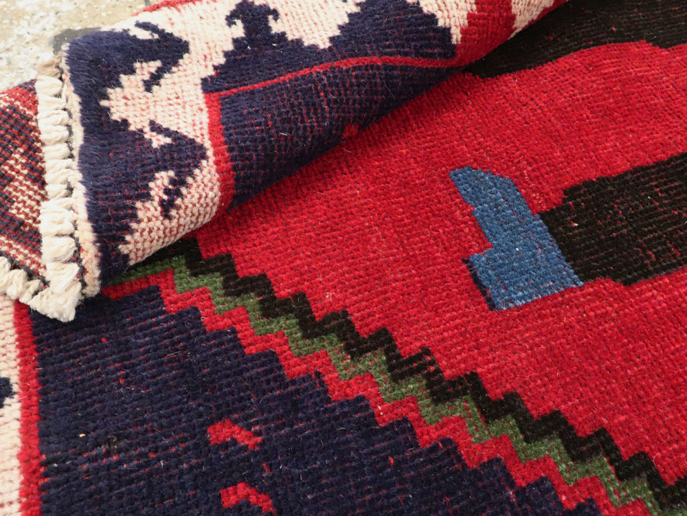 Modern Afghan Baluch Pictorial Frankenstein Throw Rug, No.28223 - Galerie Shabab