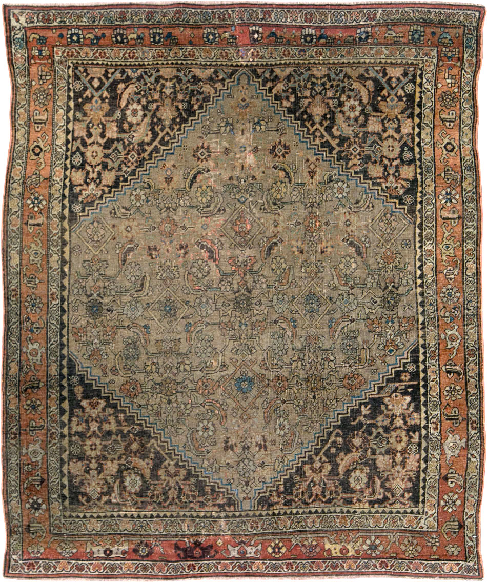 Antique Persian Bidjar Square Accent Rug, No.28231 - Galerie Shabab