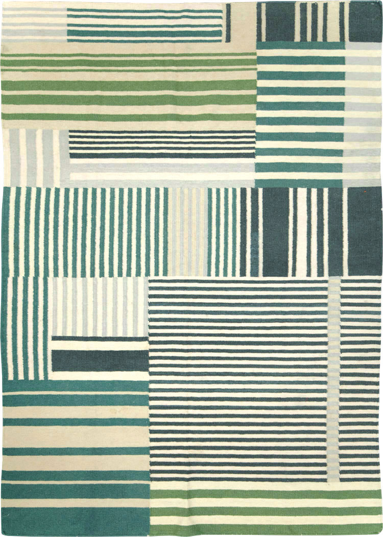 Modern Turkish Flatweave Accent Rug, No.28242 - Galerie Shabab