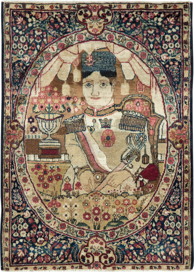 Antique Persian Lavar Kerman Pictorial Rug, No.28243 - Galerie Shabab