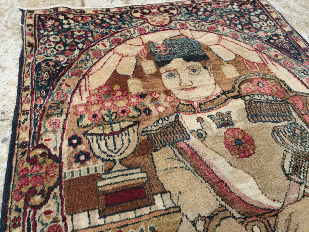 Antique Persian Lavar Kerman Pictorial Rug, No.28243 - Galerie Shabab