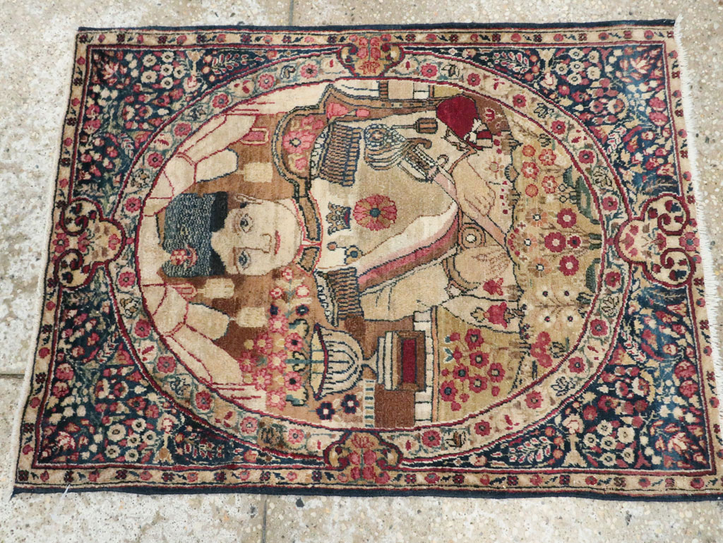 Antique Persian Lavar Kerman Pictorial Rug, No.28243 - Galerie Shabab