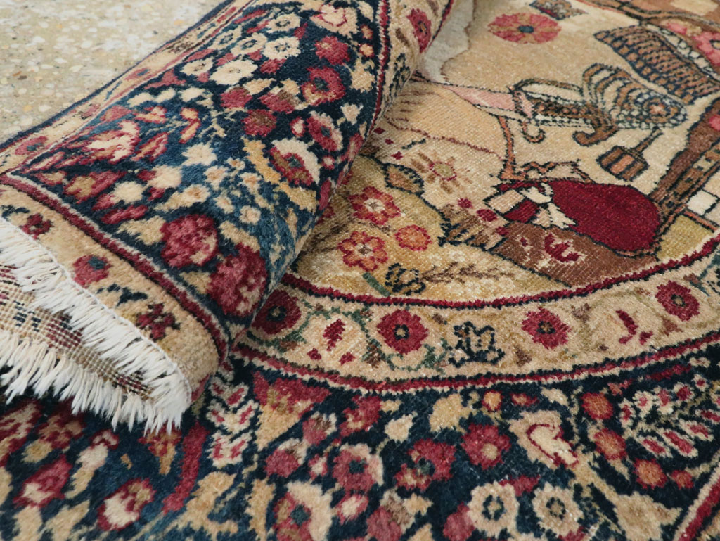 Antique Persian Lavar Kerman Pictorial Rug, No.28243 - Galerie Shabab