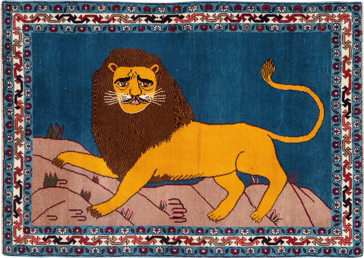 Vintage Shiraz Pictorial Rug, No.28248 - Galerie Shabab