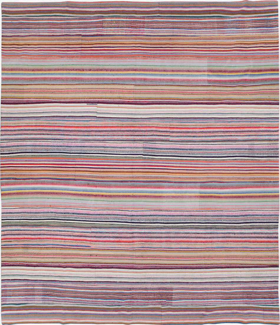 Vintage Turkish Flatweave Large Room Size Carpet, No.28250 - Galerie Shabab